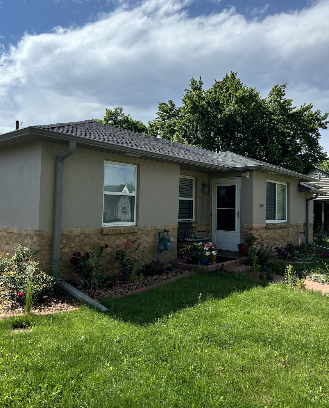 Fresh exterior paint mid-project