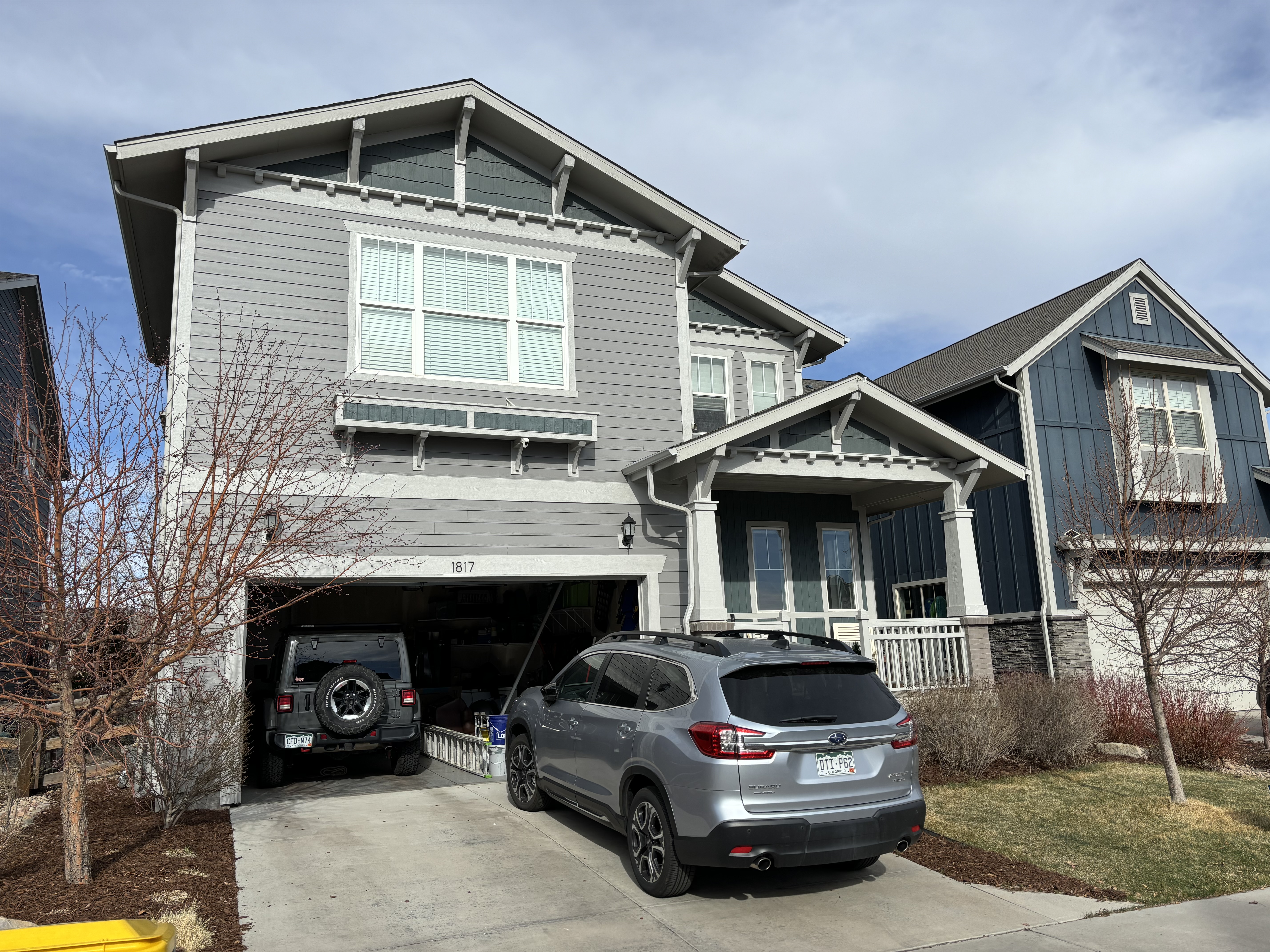 Bright living room with updated paint and fireplace