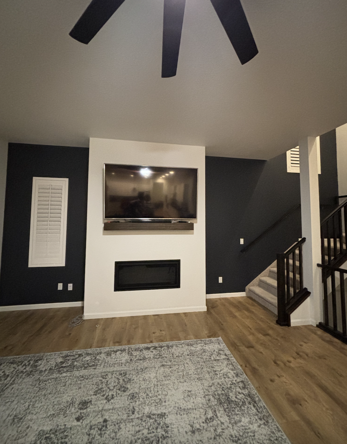 Painted interior hallway with framed openings